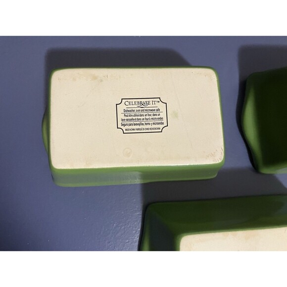 3 "Celebrate It "Ceramic Bakeware Dishes Loaf Pans Autumn Green Decor Holiday - Picture 11 of 13